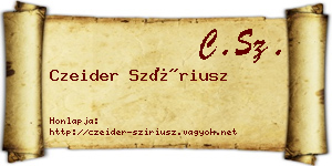 Czeider Szíriusz névjegykártya