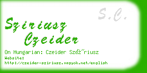 sziriusz czeider business card